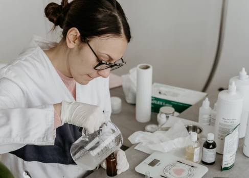 woman testing skincare ingredients
